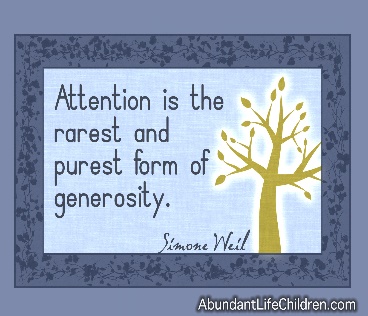 A silhouette of a tree with the words "Attention is the rarest and purest form of generosity." - Simone Weil